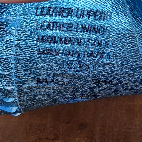 Bridget Shuster "Abba" Metallic Leather Clog Mules Blue Wood | Women's Size 9M - Picture 10 of 13